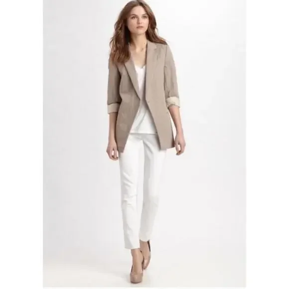 Elizabeth & James oversized boyfriend blazer Jacket TAN Size 8 Women's #003 - Picture 1 of 12